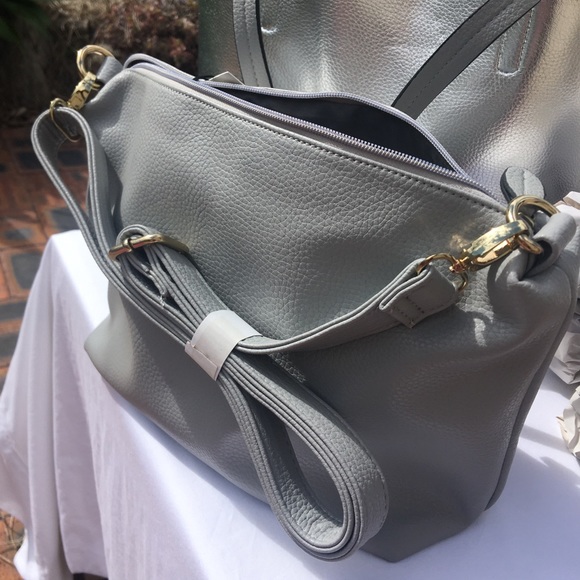 NWT Marcs Metallic Silver/Grey Reversible Shopper Tote Bag/Shoulder Bag - Picture 10 of 15